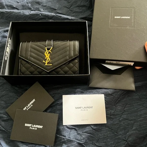 YSL Monogram Small Flap Wallet in Grained Leather